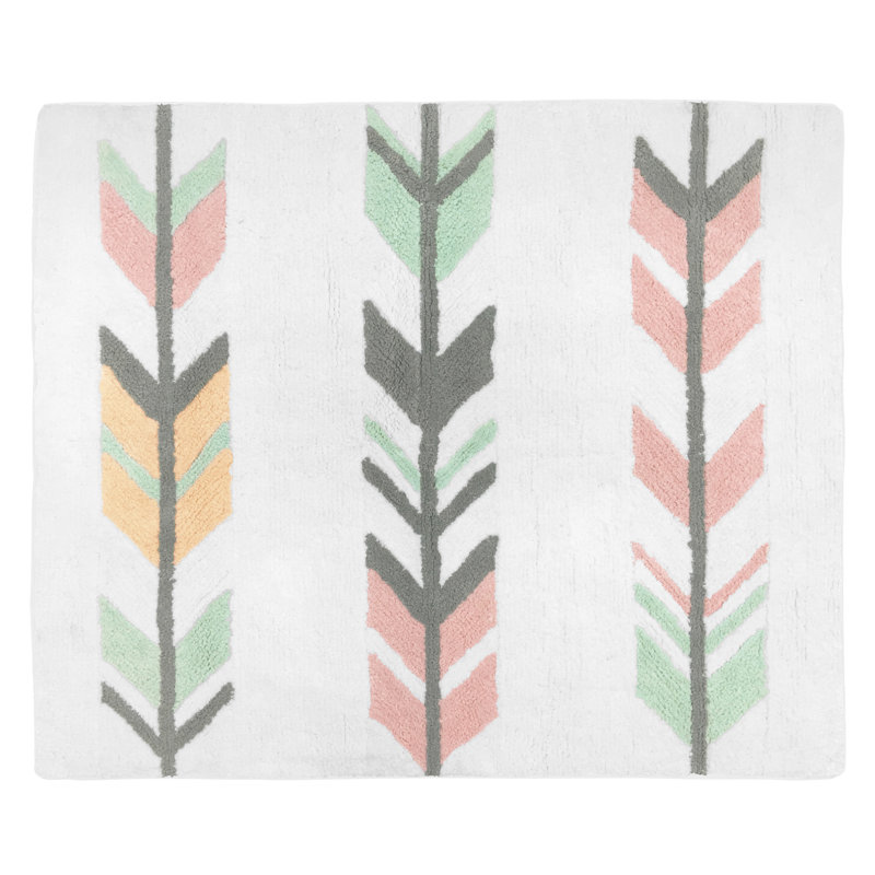 Sweet Jojo Designs Floor Cotton Gray/Coral Area Rug Wayfair